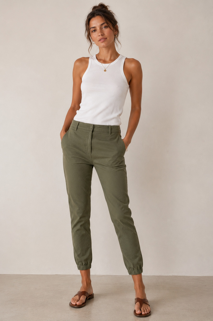 Nili Lotan 4 French Military $380 Pants Cropped Cargos Cotton Fitted Army Green